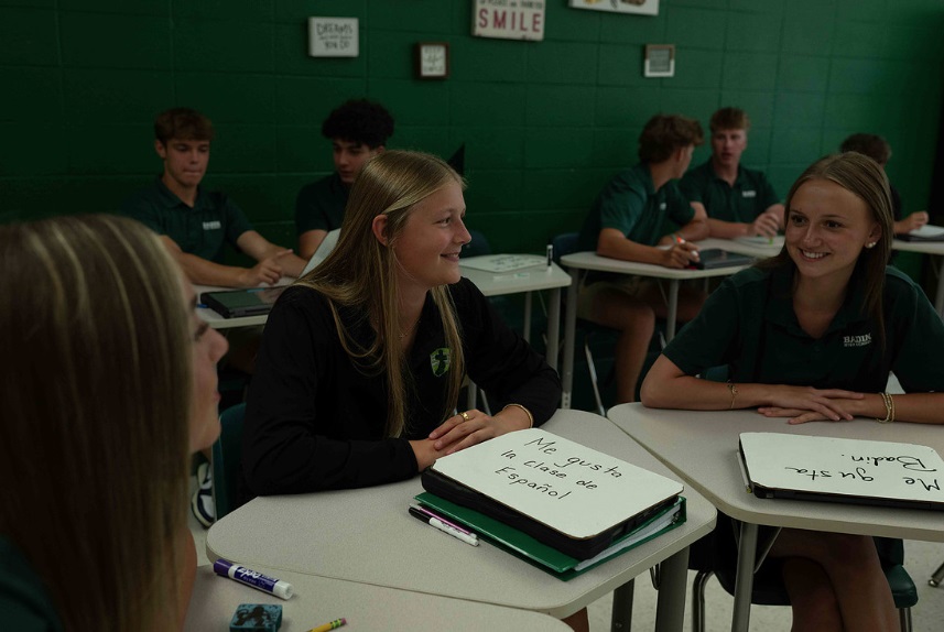 Badin High School students engaged in academic life.